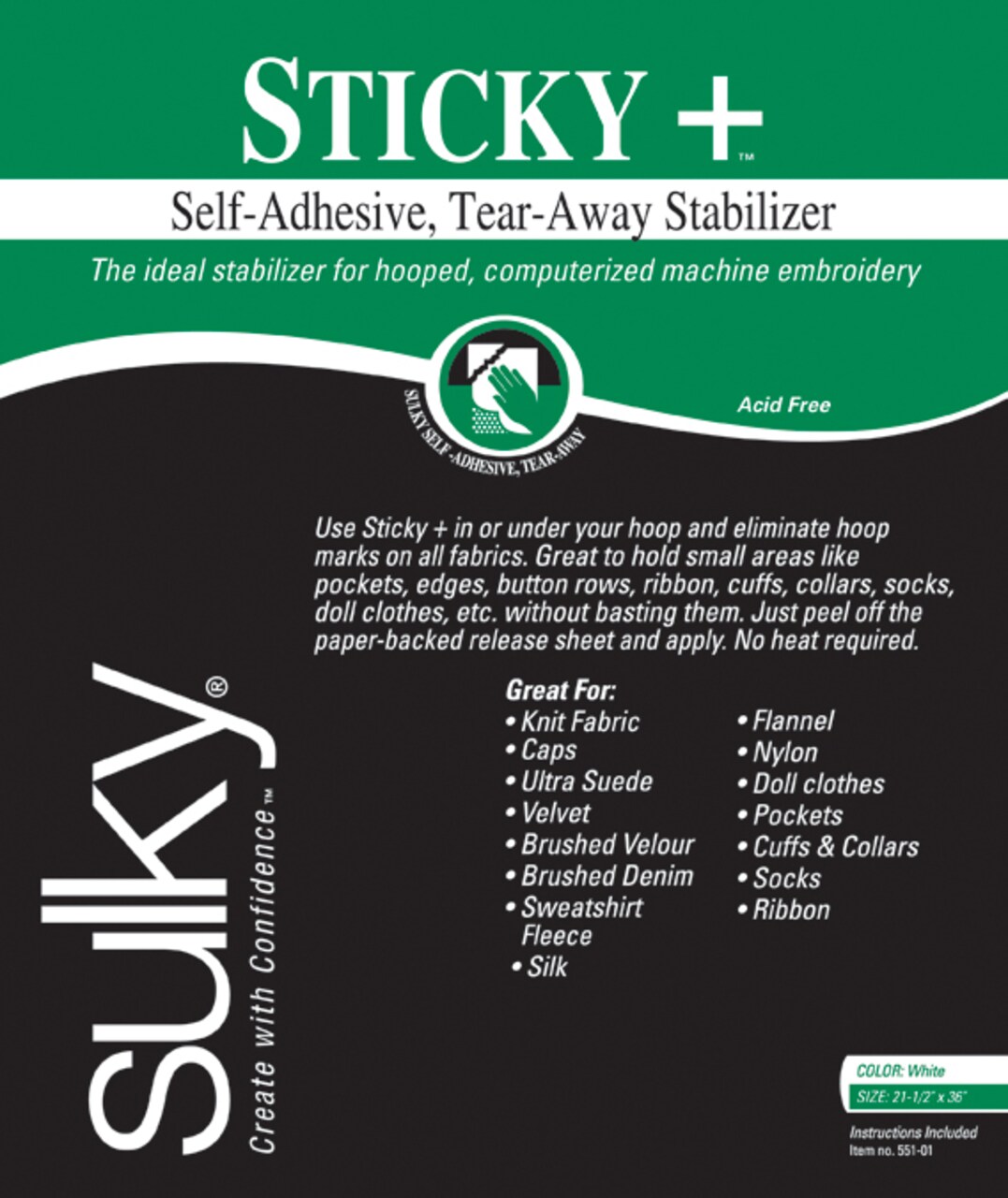 Sulky Sticky Self-Adhesive Tear-Away Stabilizer-22.5X36